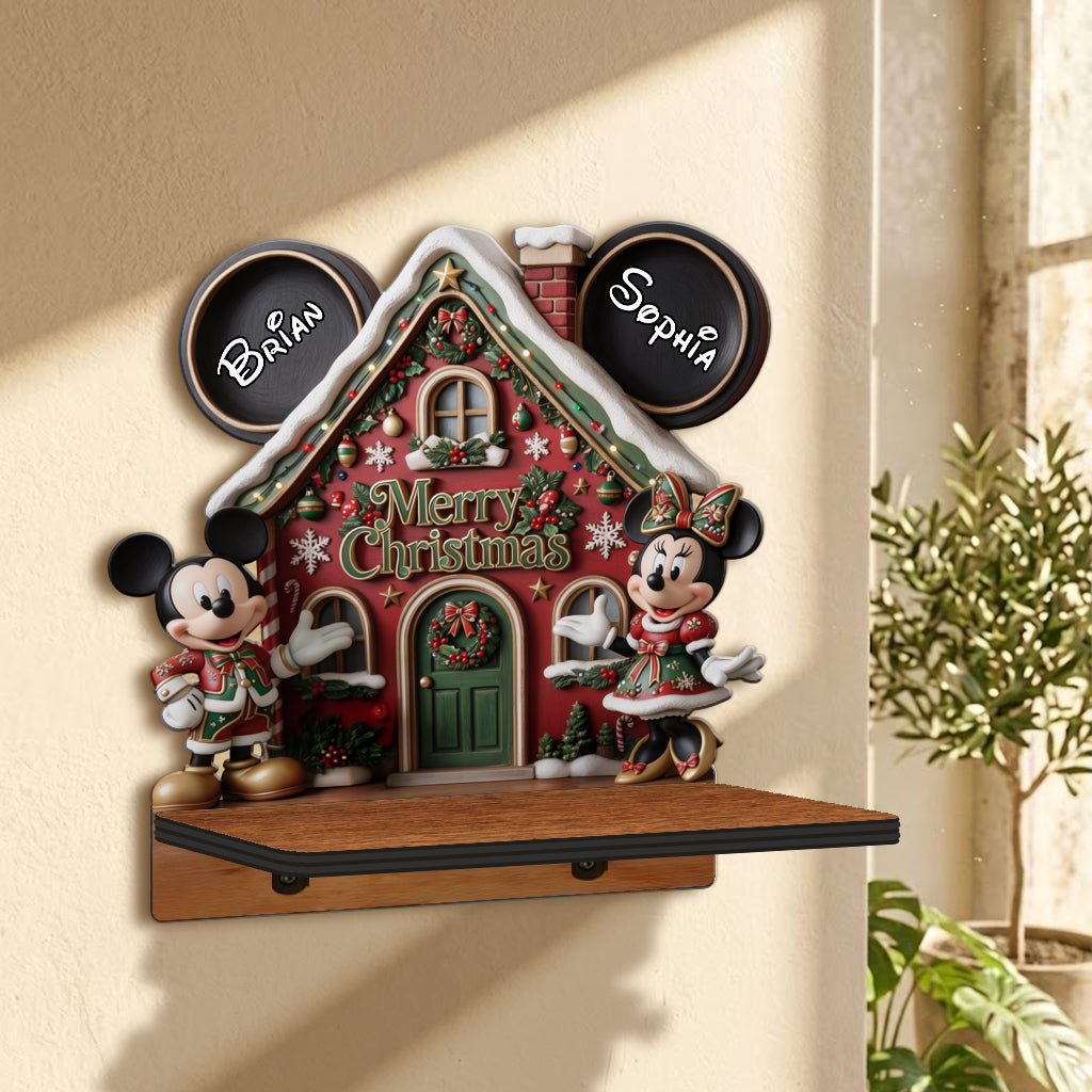 Merry Christmas Y'all - Personalized Mouse Wooden Floating Shelf