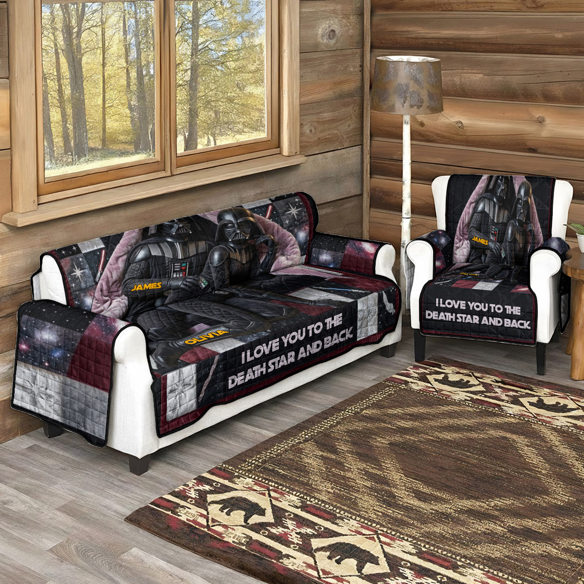 I Love You To The Darkside And Back - Personalized The Force Quilted Sofa/Couch Cover