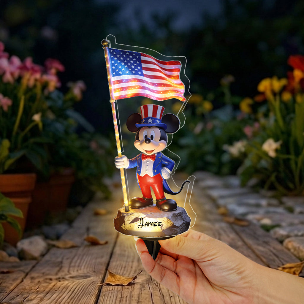 Celebrate Independence Day - Personalized Mouse Solar Acrylic Light