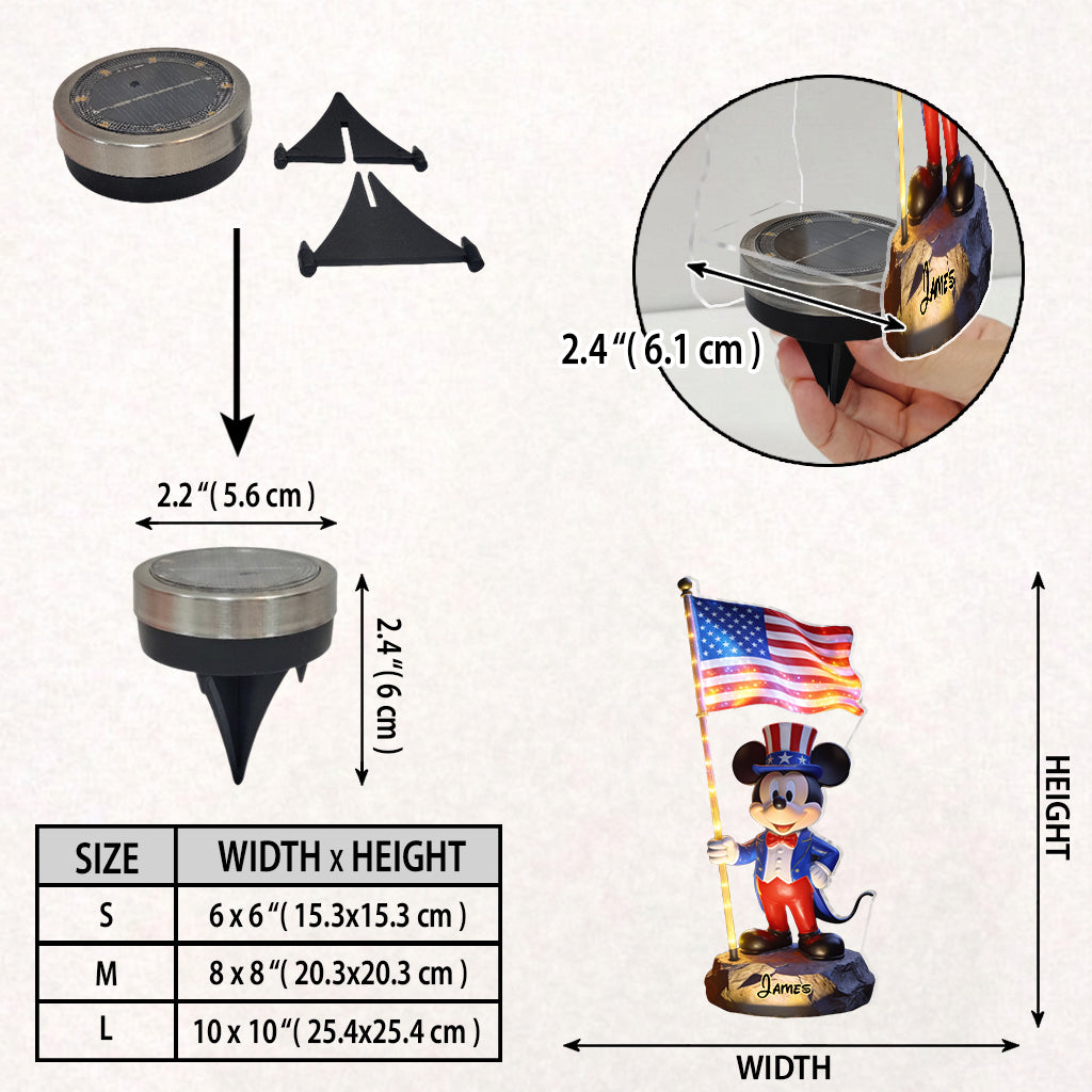 Celebrate Independence Day - Personalized Mouse Solar Acrylic Light