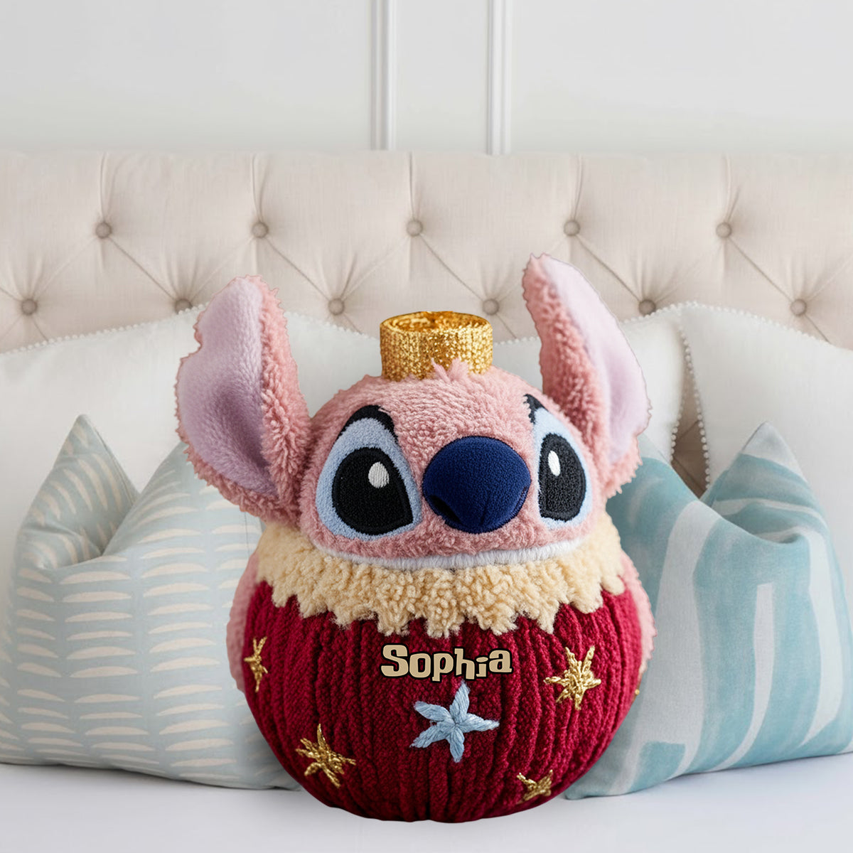 Ohana Friends And Christmas Ornament Gift - Personalized Ohana Faux Fur Shaped Pillow