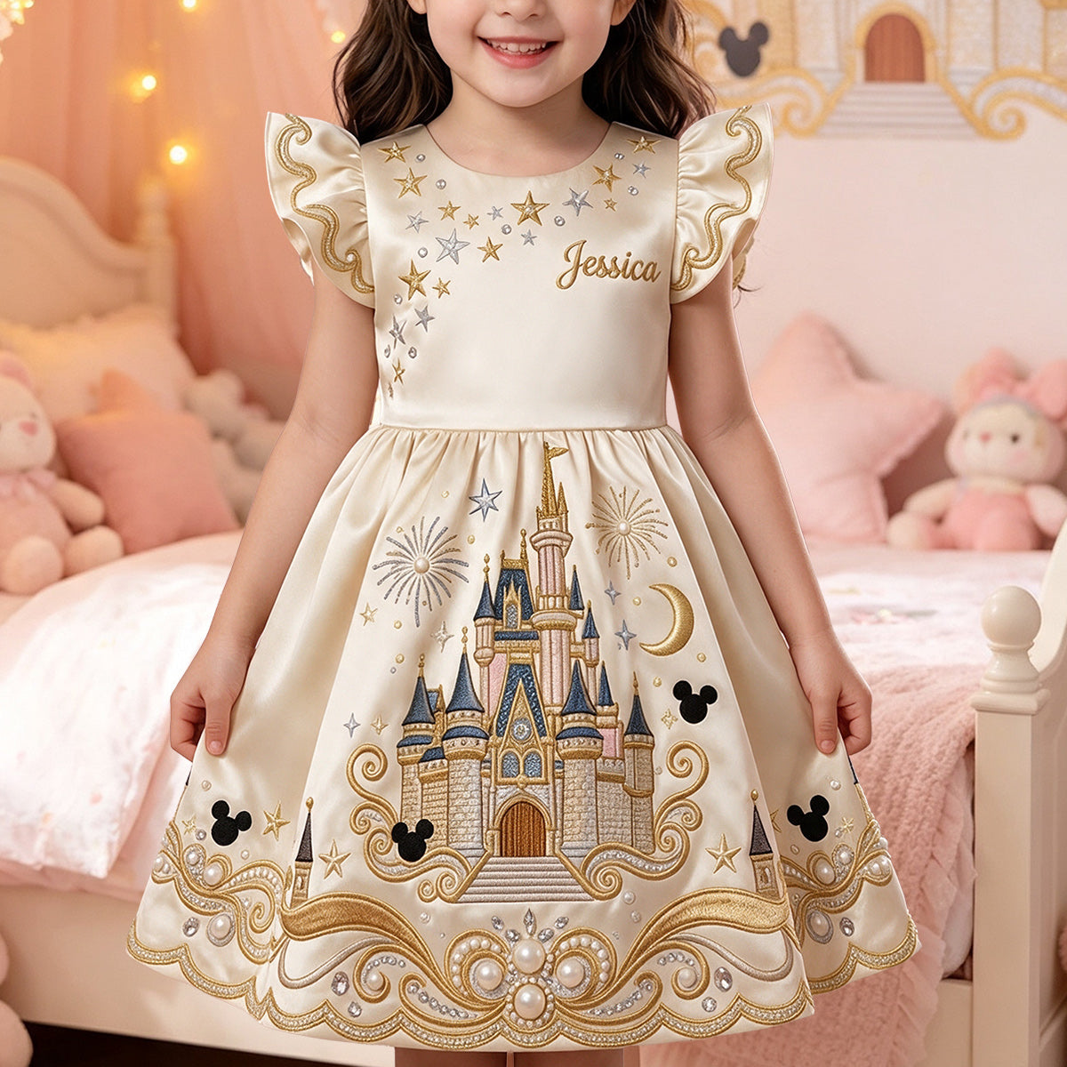 Belive In Magic - Personalized Dream Trip Kid Ruffle Sleeve Dress