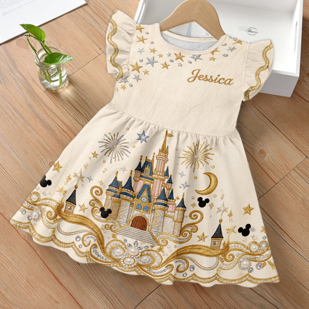 Belive In Magic - Personalized Dream Trip Kid Ruffle Sleeve Dress