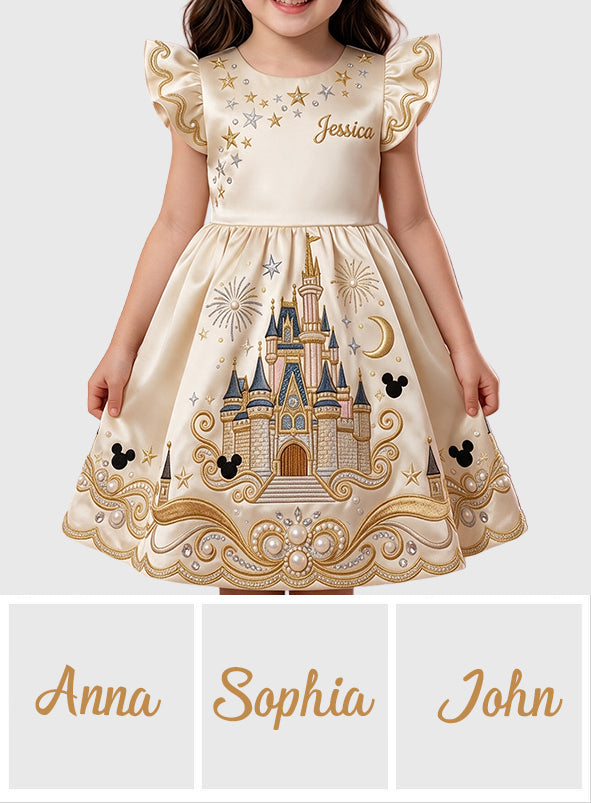 Belive In Magic - Personalized Dream Trip Kid Ruffle Sleeve Dress
