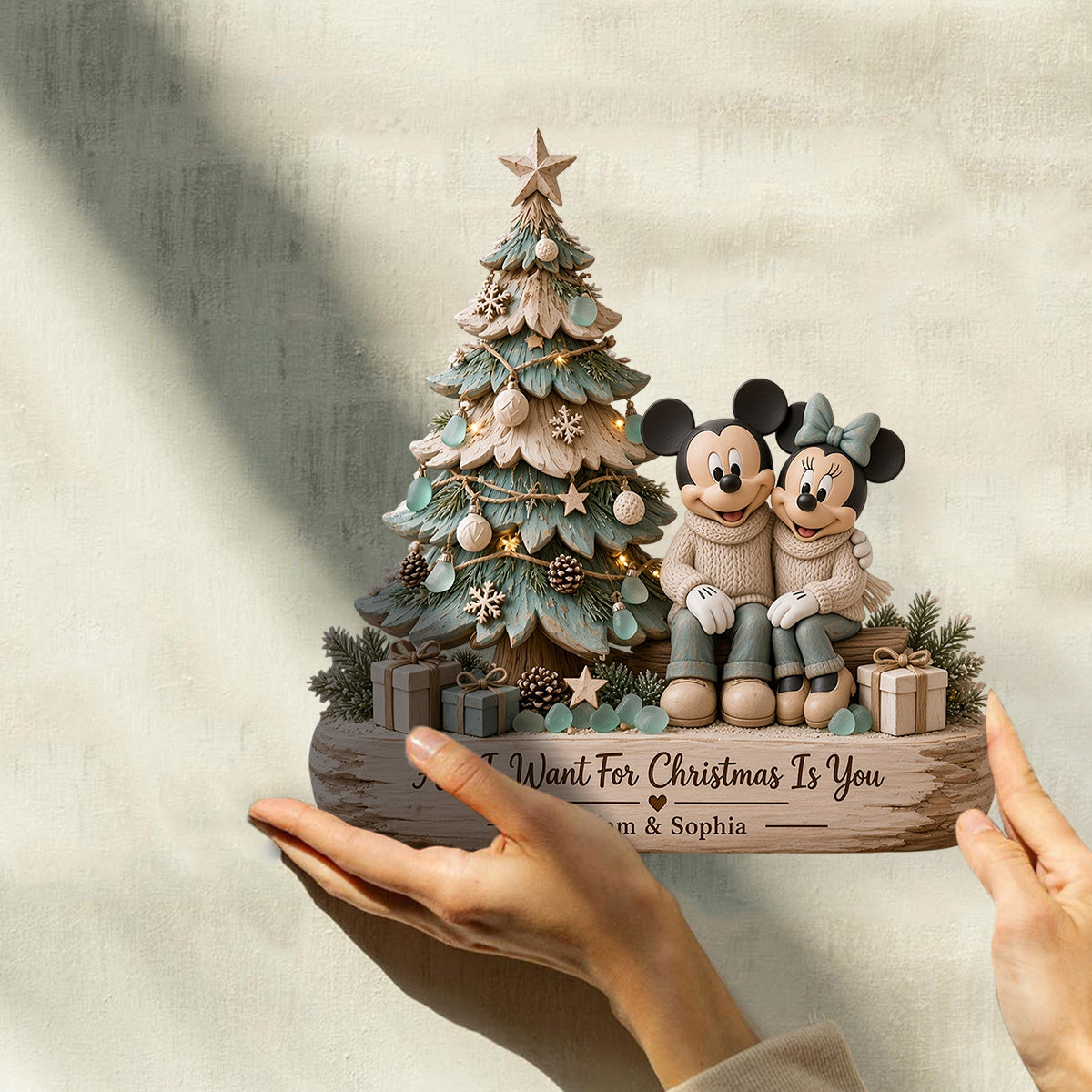 All I Want For Christmas Is You - Personalized Mouse Custom Shaped Wood Plaque