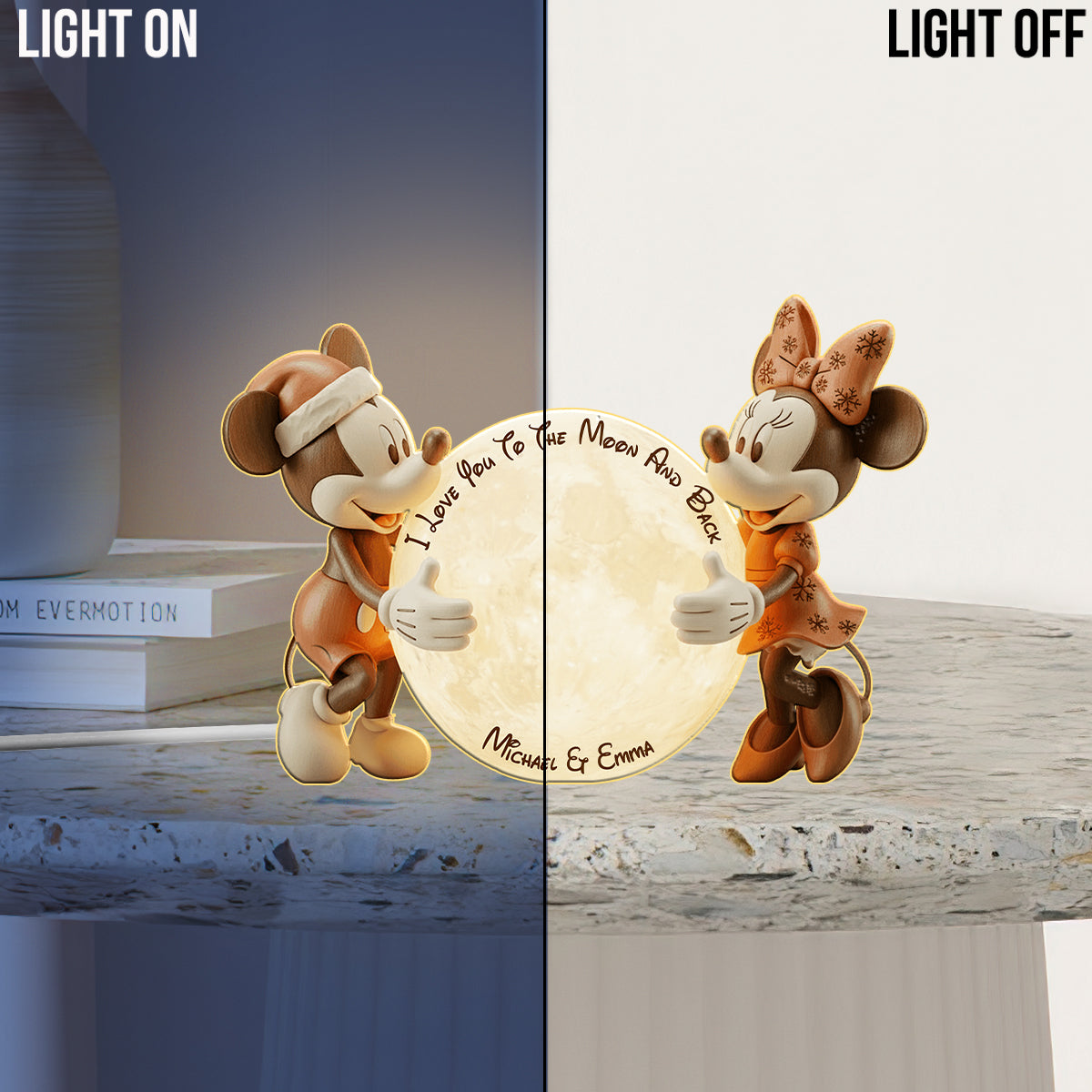 I Love You To The Moon And Back - Personalized Mouse Acrylic LED Night Light