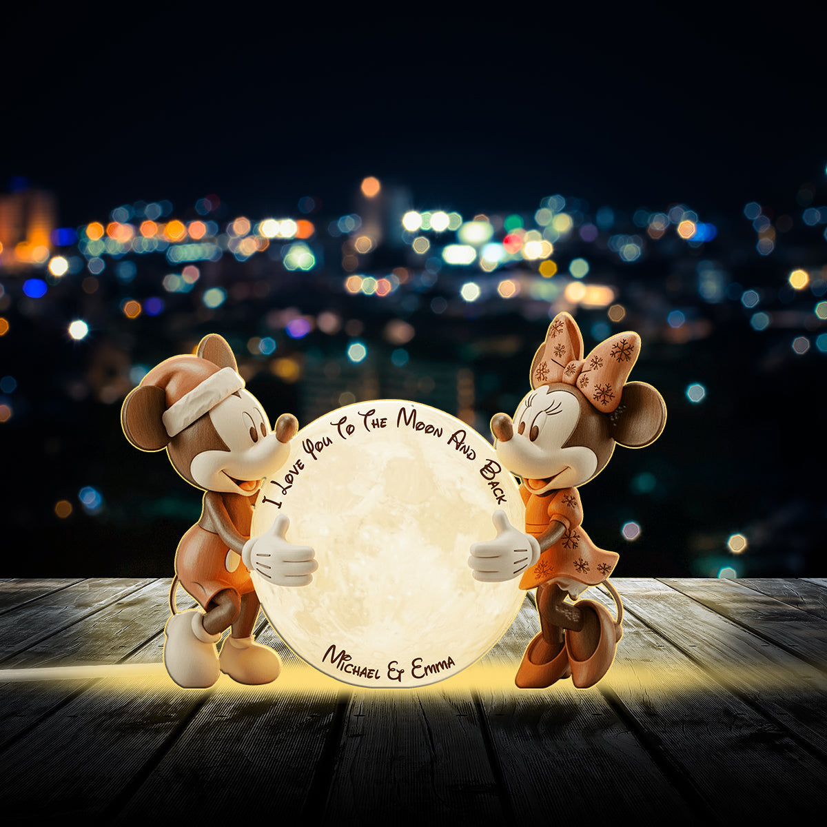 I Love You To The Moon And Back - Personalized Mouse Acrylic LED Night Light