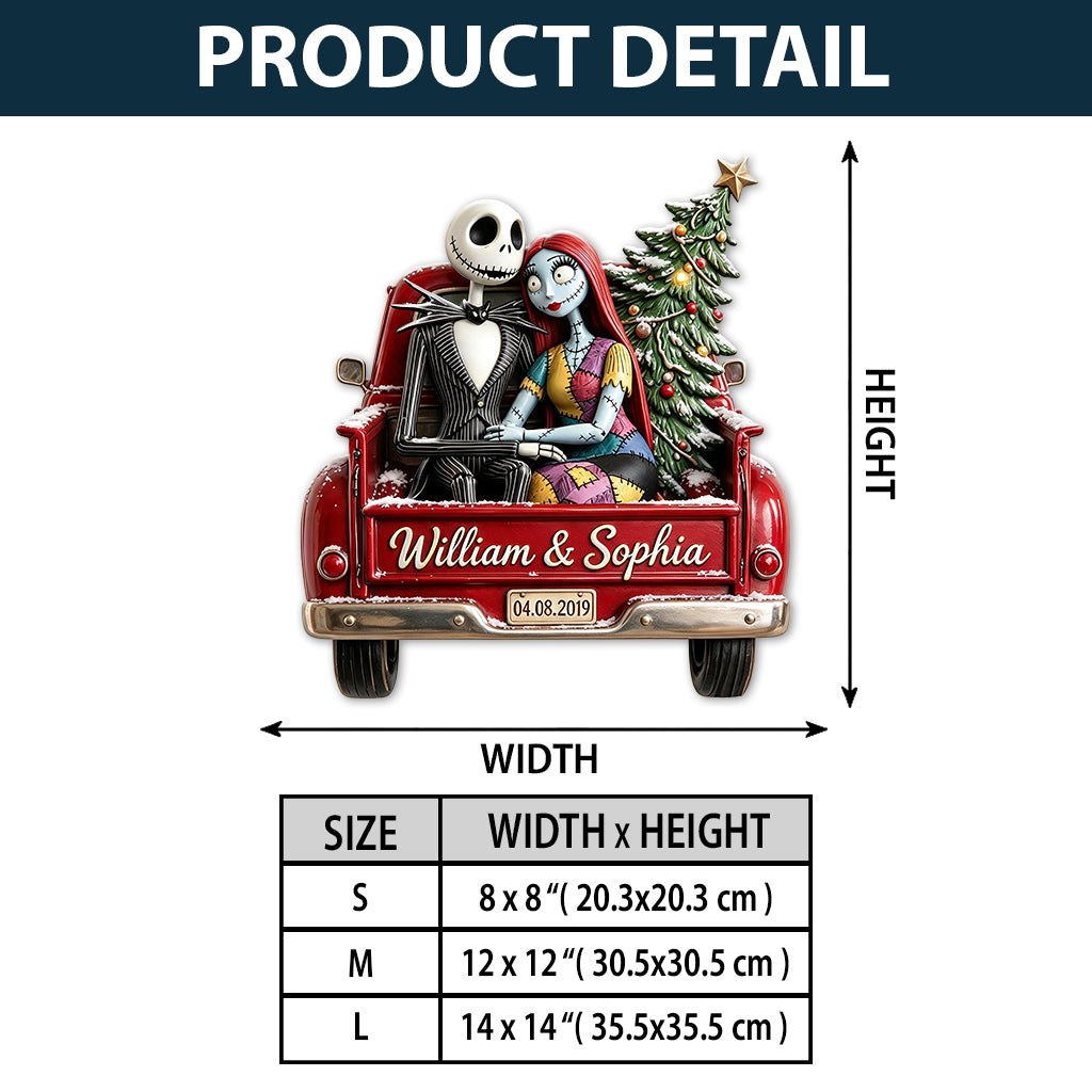 Nightmare Couple Red Christmas Truck - Personalized Nightmare 3D Printed Cut Metal Sign