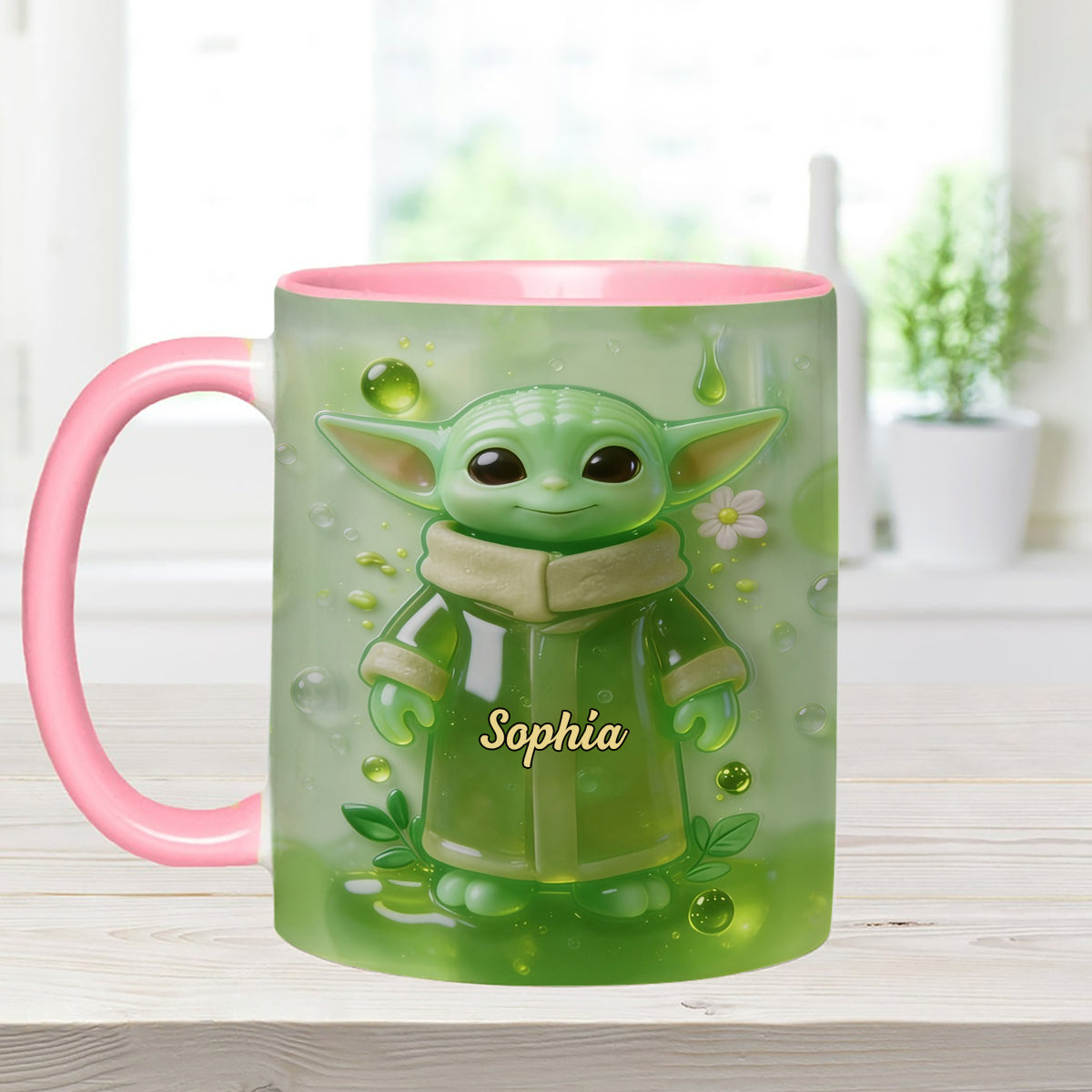 Green Ailen - Personalized The Force Set Accent Mug with Acrylic Stirrers