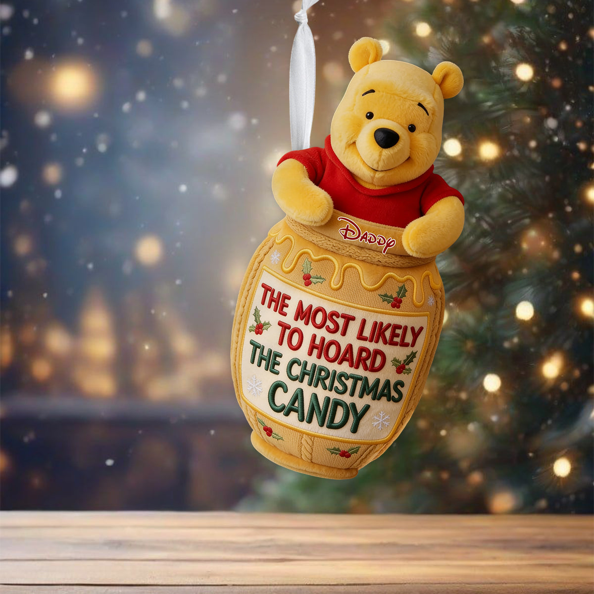 Most Likely To Hoard The Christmas Candy - Personalized Yellow Bear Shaped Christmas Stocking