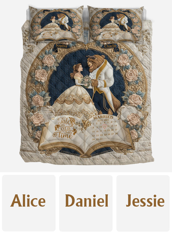 Fairy Tale Romantic Tale As Old As Time - Personalized Couple Bedding Set