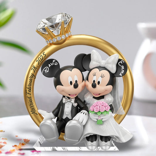 Happy Anniversary Mouse Couple - Personalized Mouse Custom Shaped Acrylic Plaque