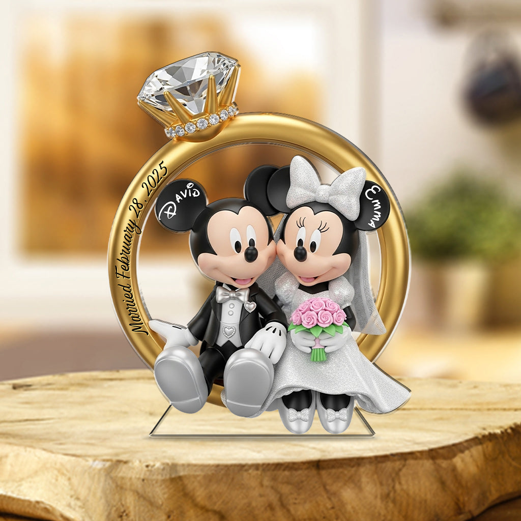 Happy Anniversary Mouse Couple - Personalized Mouse Custom Shaped Acrylic Plaque