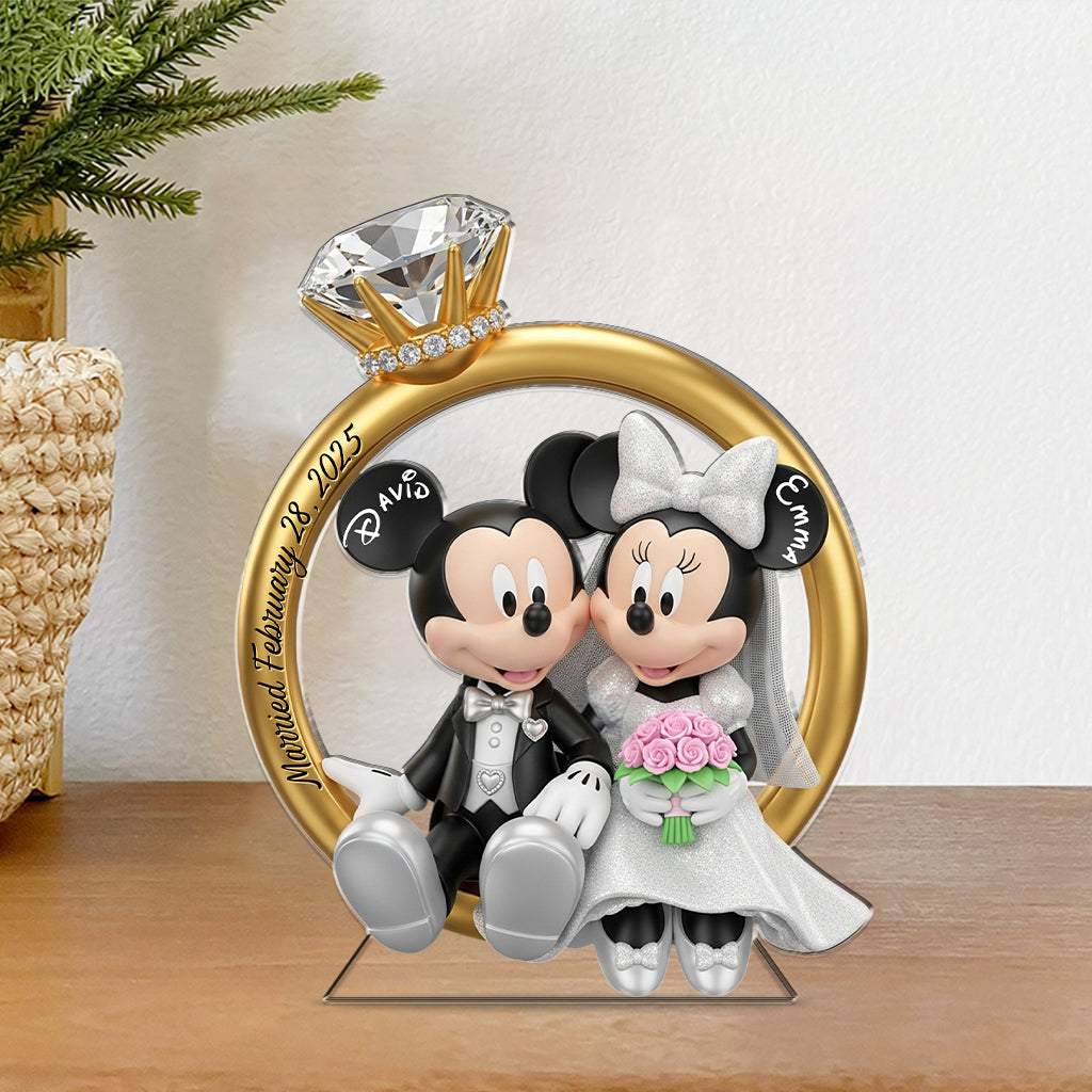 Happy Anniversary Mouse Couple - Personalized Mouse Custom Shaped Acrylic Plaque