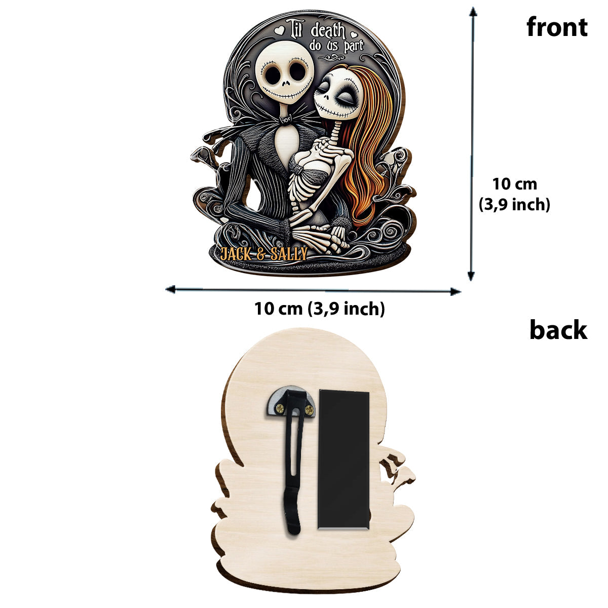 Til Death Do Us Part - Personalized Nightmare Shaped Car Visor Clip