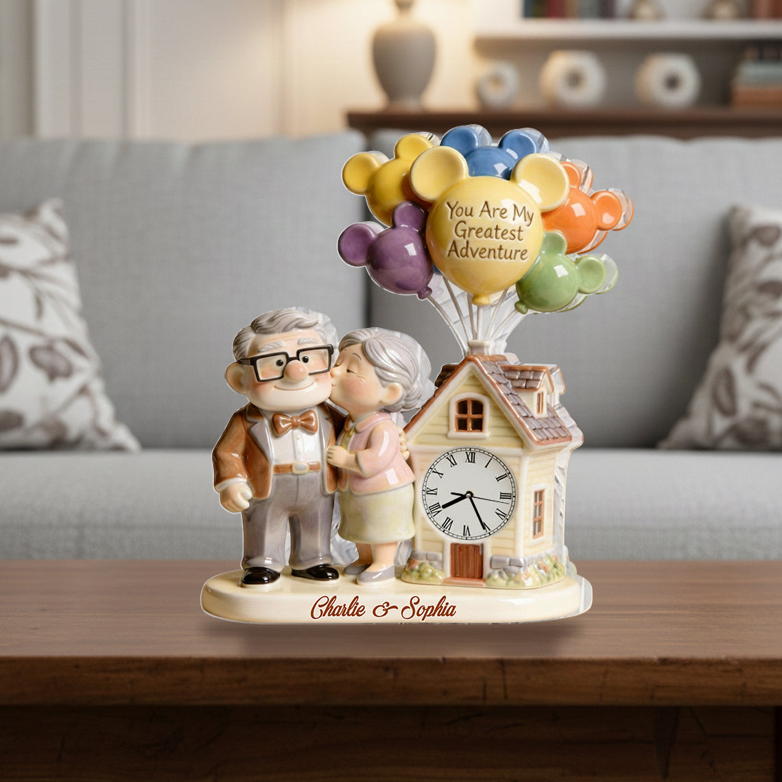 Our Greatest Adventure Couple - Personalized Up Movie Couple Desk Clock Plaque