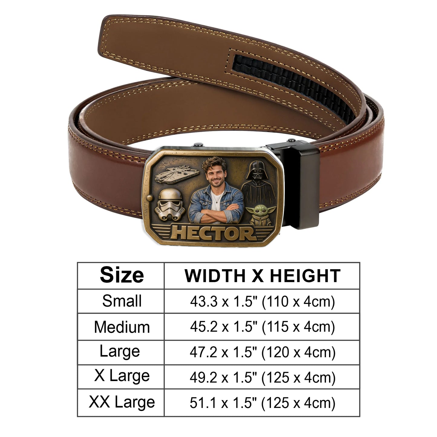 Custom Initial Name Letter The Force - Personalized The Force Leather Belt With Shaped Buckle