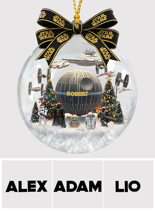 Merry Christmas - Personalized The Force Snow Globe Ornament With Bow