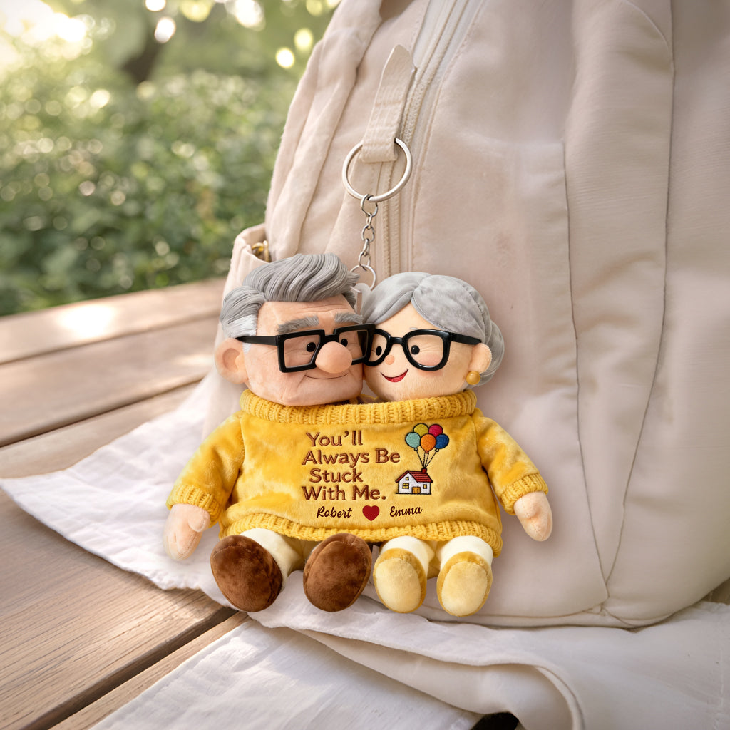 You'll Always Be Stuck With Me - Personalized Up Movie Couple Plush Keychain