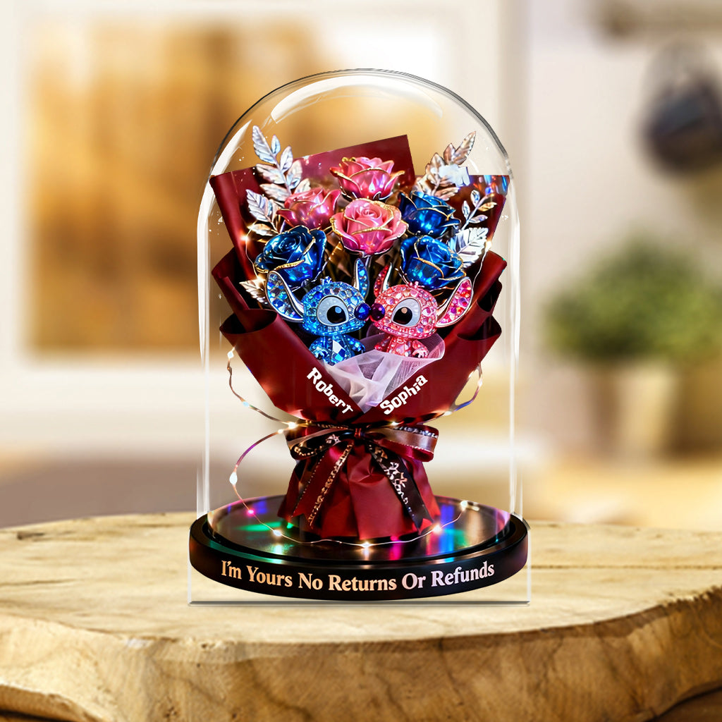 Alien Couple Forever Rose Dome - Personalized Ohana Custom Shaped Acrylic Plaque