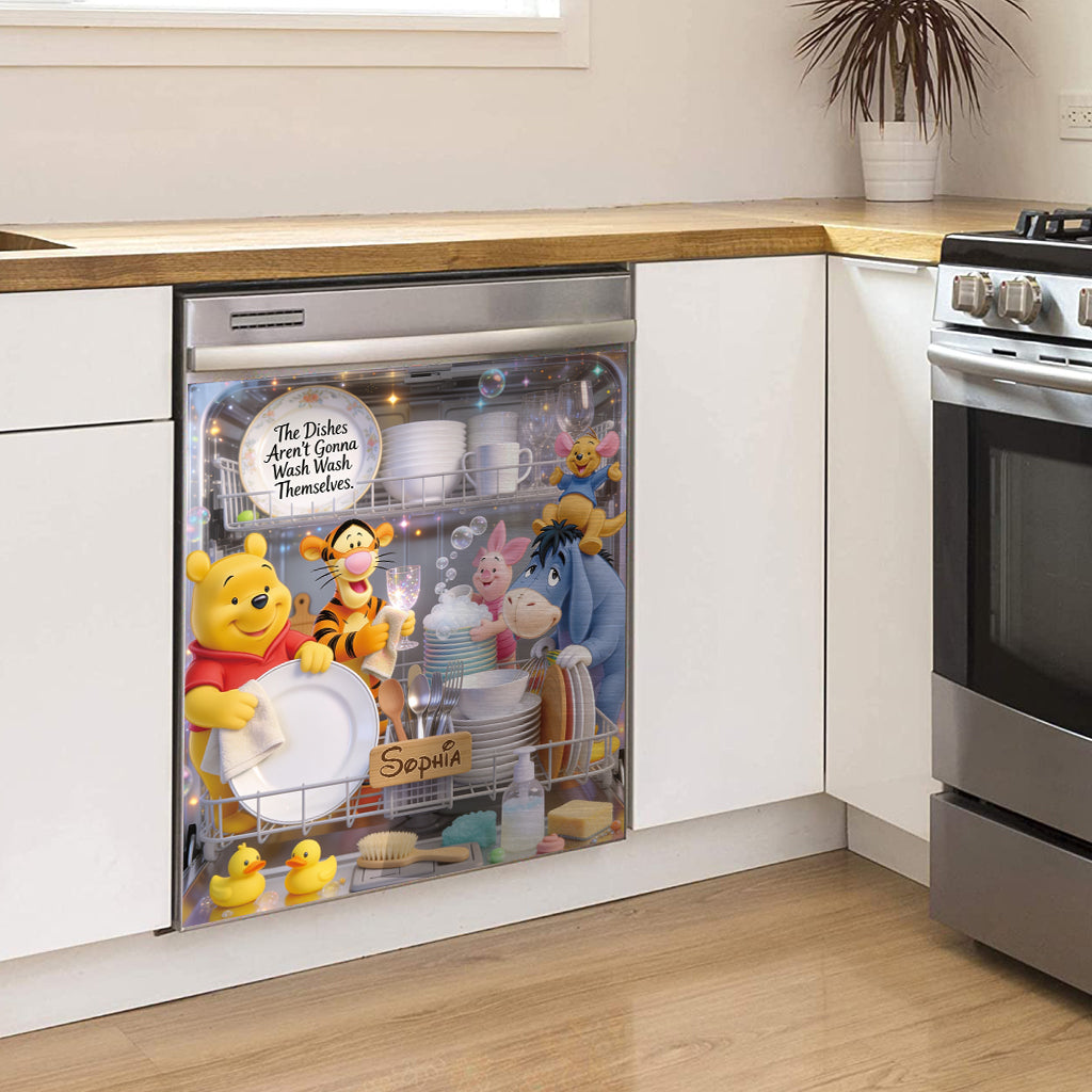 The Dishes Aren't Gonna Wash Themselves - Personalized Yellow Bear Dishwasher Cover