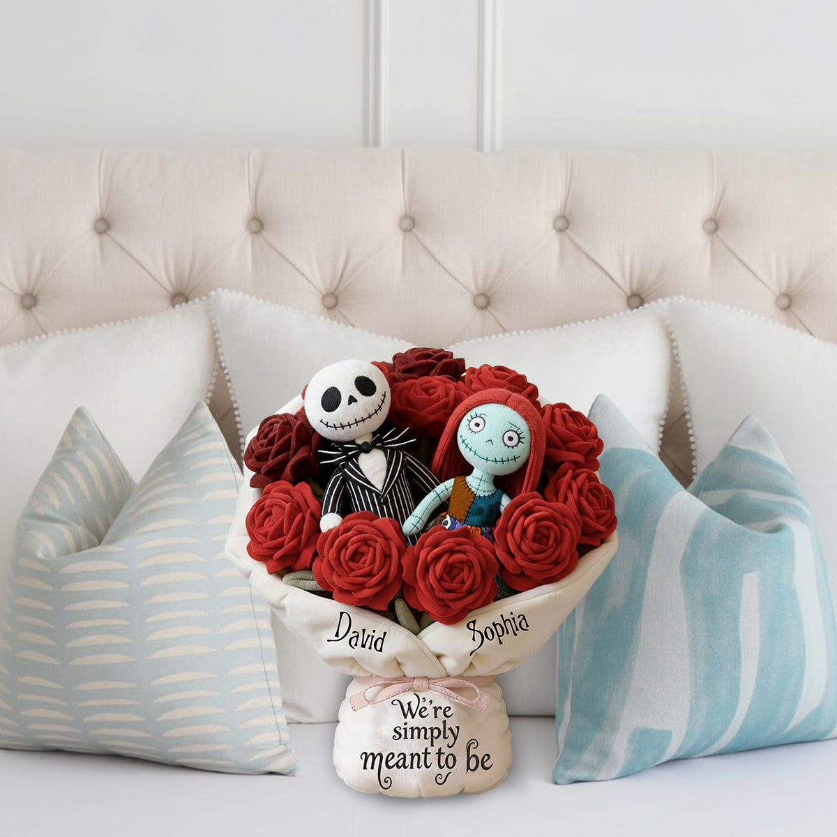 We're Simply Meant To Be - Personalized Nightmare Faux Fur Shaped Pillow