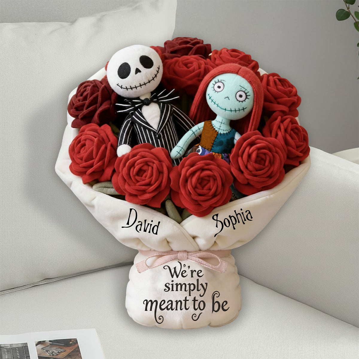We're Simply Meant To Be - Personalized Nightmare Faux Fur Shaped Pillow