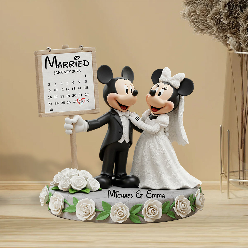 Happy Anniversary Mouse Couple - Personalized Mouse Custom Shaped Acrylic Plaque