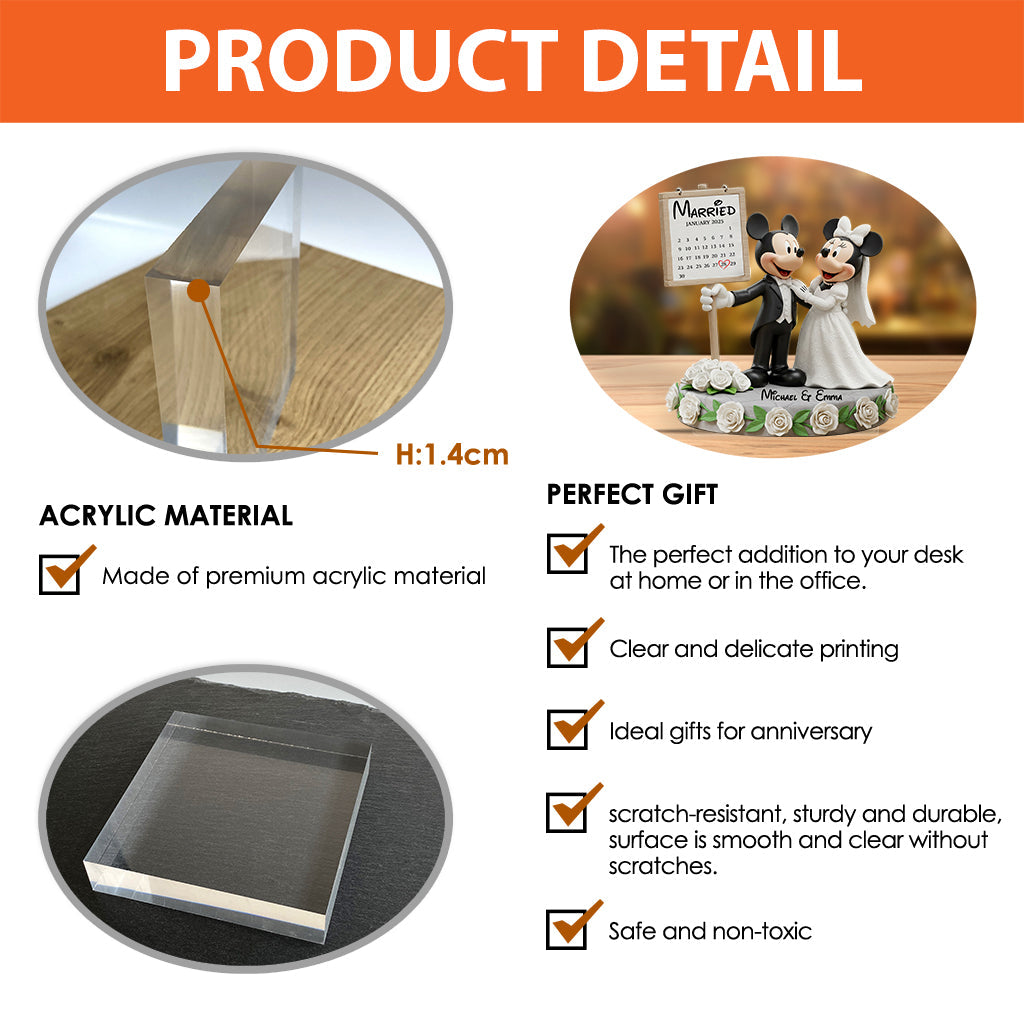 Happy Anniversary Mouse Couple - Personalized Mouse Custom Shaped Acrylic Plaque