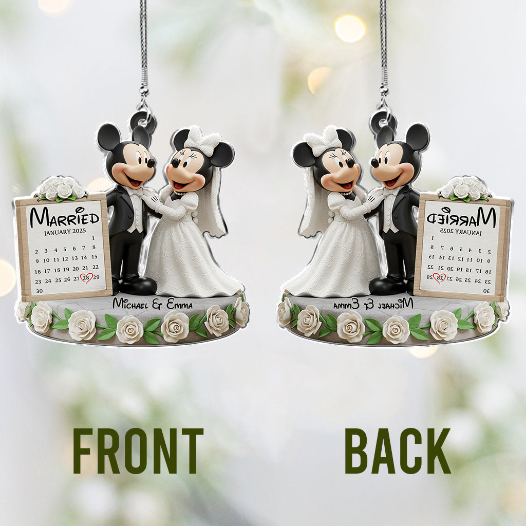 Happy Anniversary Mouse Couple - Personalized Mouse Transparent Car Ornament