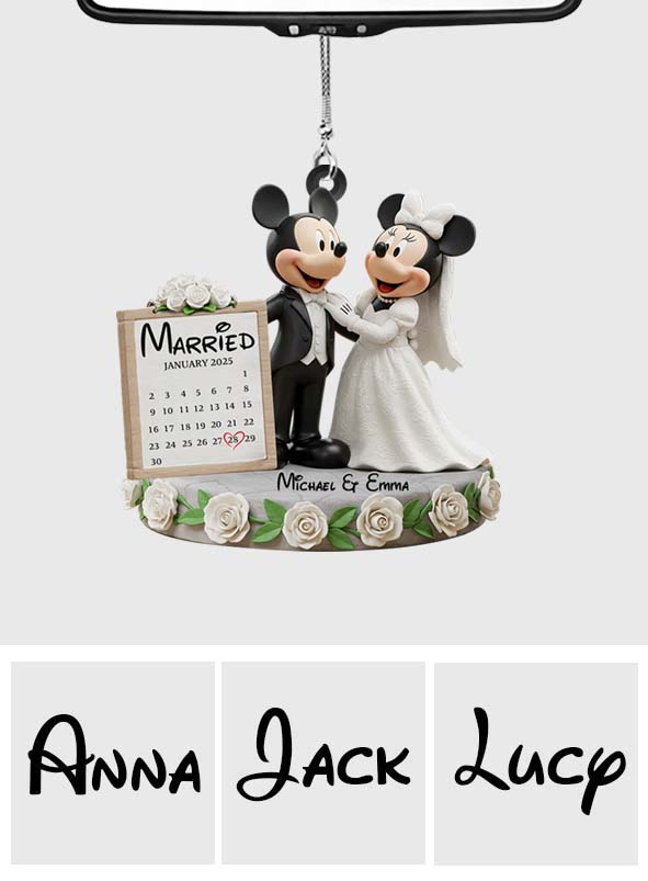 Happy Anniversary Mouse Couple - Personalized Mouse Transparent Car Ornament