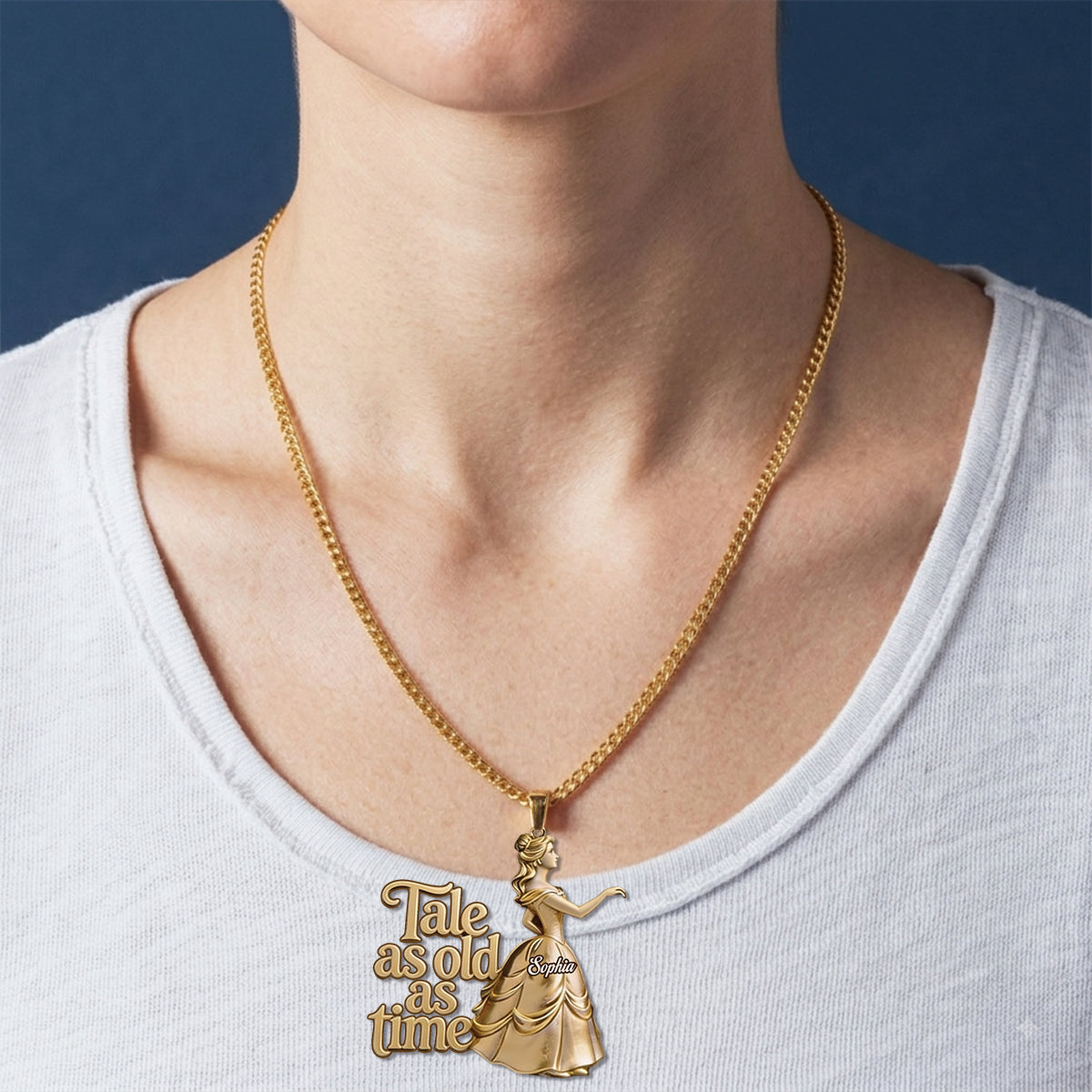 Tale As Old As Time, True As It Can Be - Personalized Beauty And The Beast Shaped Metal Pendant Necklace