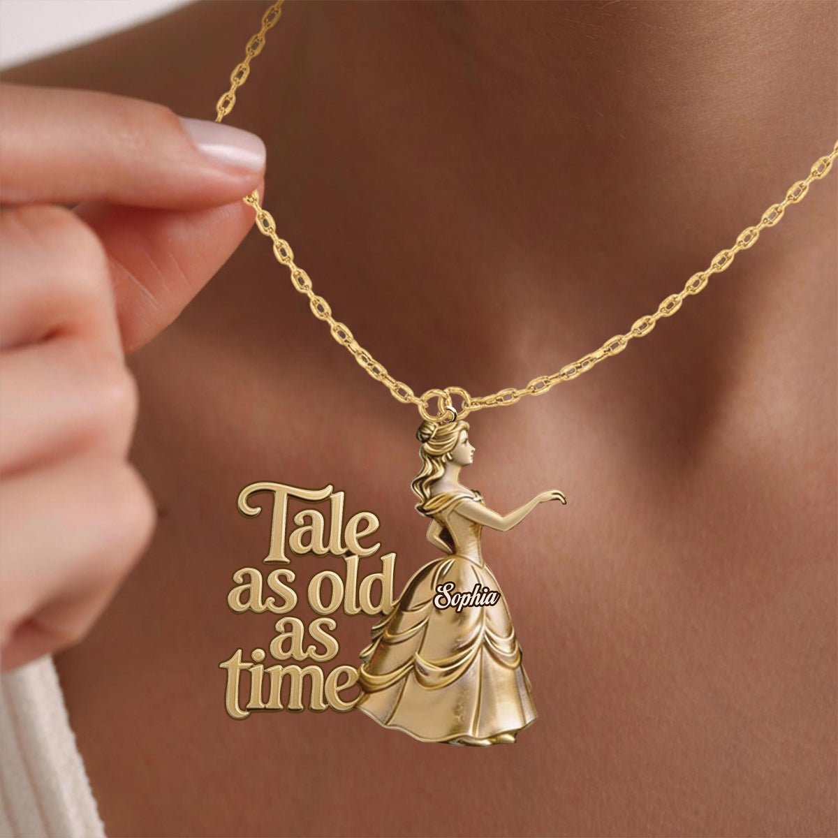Tale As Old As Time, True As It Can Be - Personalized Beauty And The Beast Shaped Metal Pendant Necklace