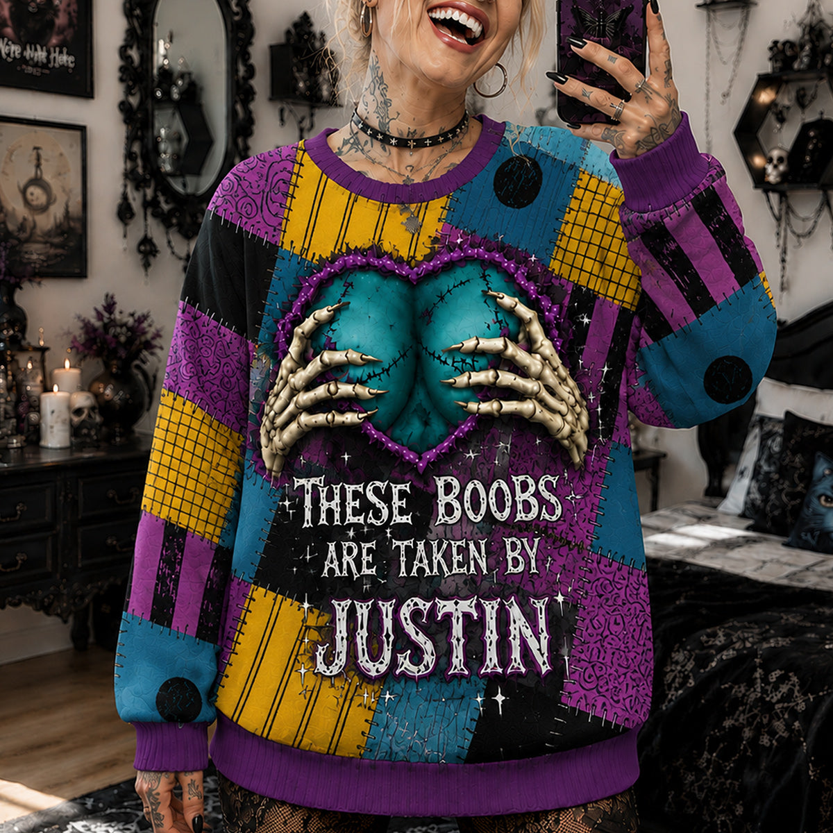 Nightmare Couple, Couple Funny Gift - Personalized Nightmare Ugly Sweater