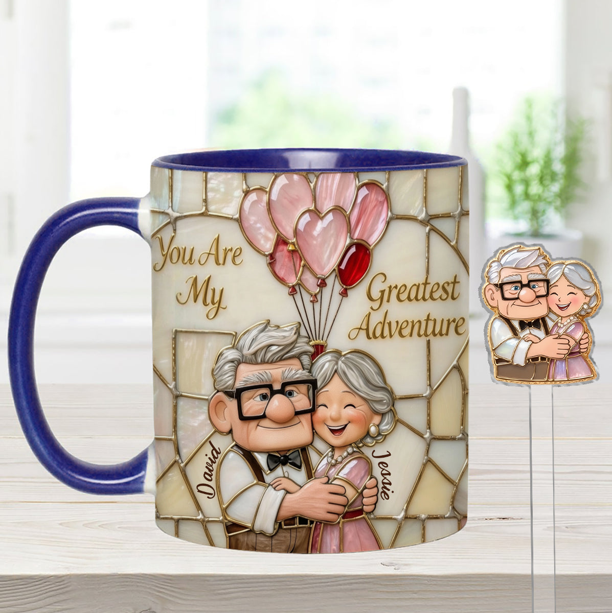 My Greatest Adventure - Personalized Couple Set Accent Mug with Acrylic Stirrers