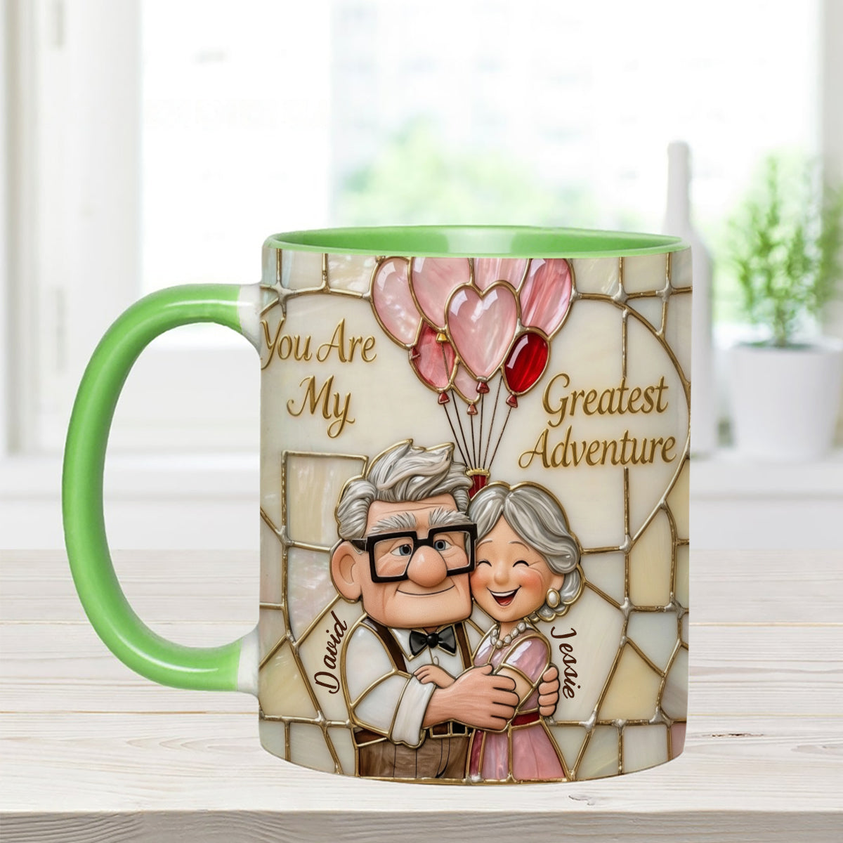 My Greatest Adventure - Personalized Couple Set Accent Mug with Acrylic Stirrers