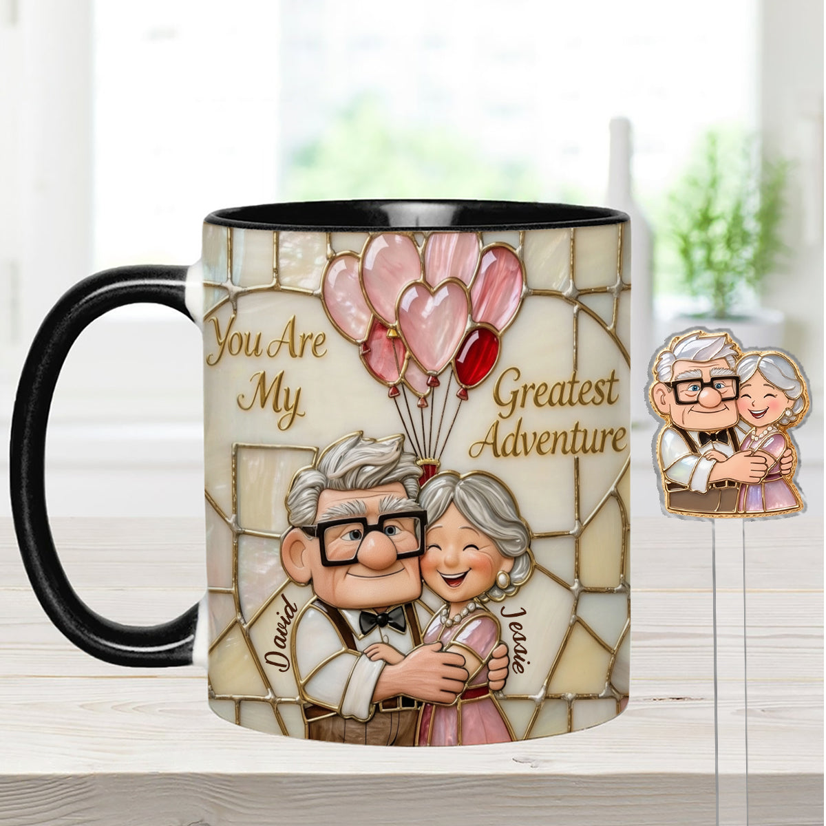 My Greatest Adventure - Personalized Couple Set Accent Mug with Acrylic Stirrers