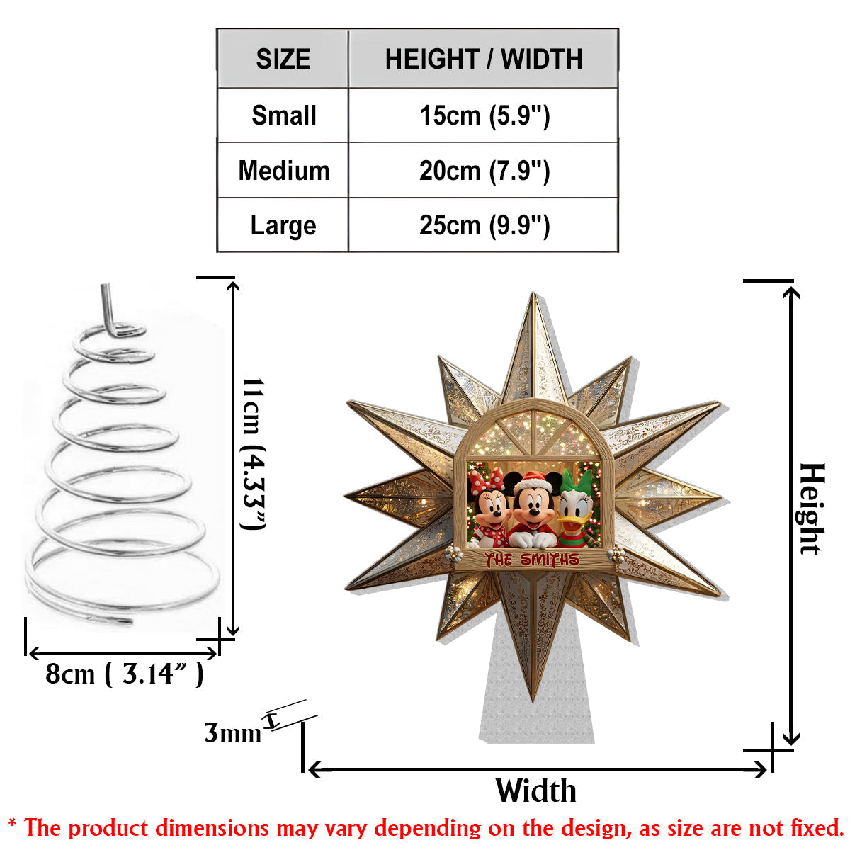 Merry Christmas - Personalized Mouse LED Light Tree Topper