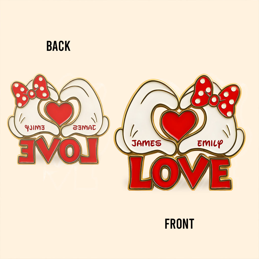 Couple Mouse Hands Heart Shape - Personalized Mouse Custom Shaped Acrylic Plaque