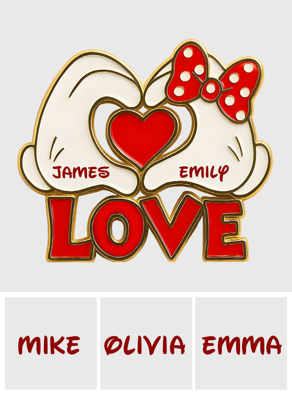 Couple Mouse Hands Heart Shape - Personalized Mouse Custom Shaped Acrylic Plaque