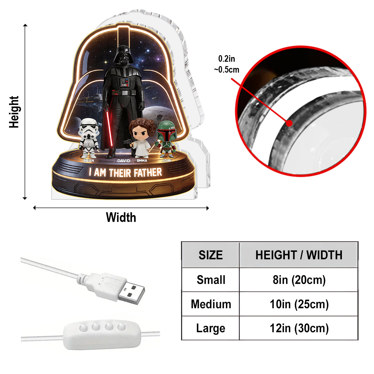 I Am Their Father - Personalized The Force Acrylic LED Night Light