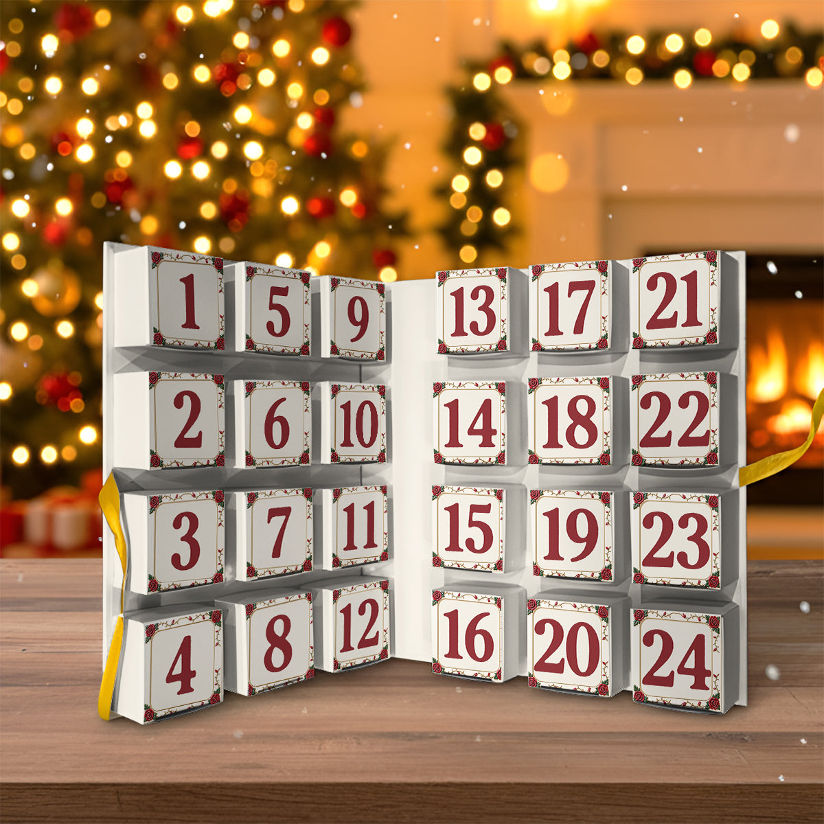 Together Christmas Couple - Personalized Beauty And The Beast Folded Advent Calendar With Ornaments