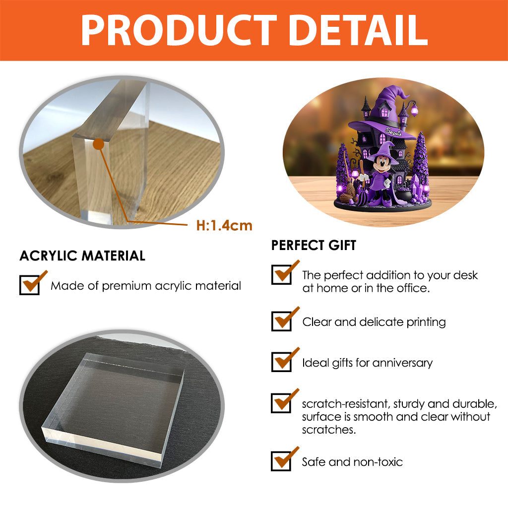 Magical Witch - Personalized Mouse Custom Shaped Acrylic Plaque