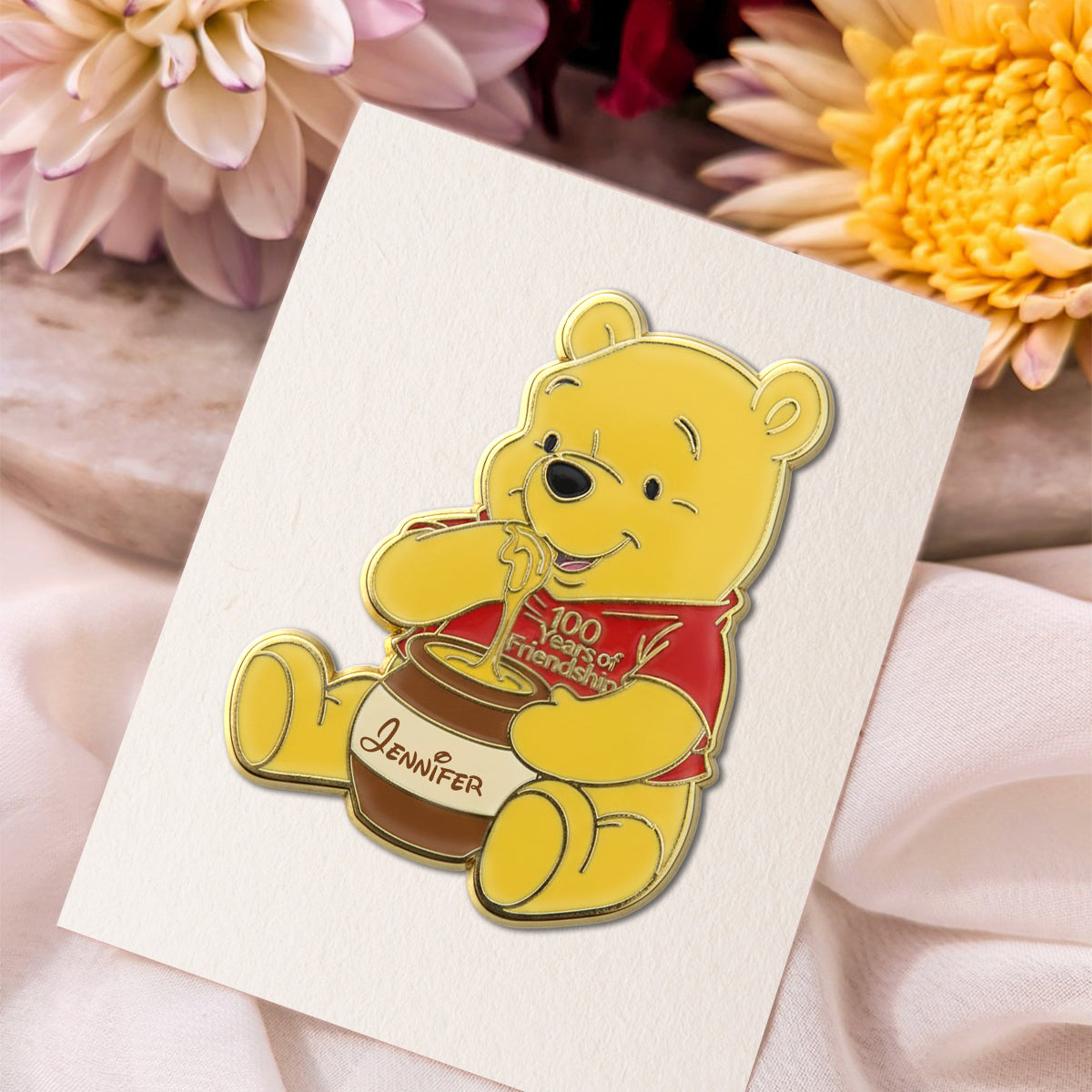 Honey Bear 100th Anniversary - Personalized Yellow Bear Pin