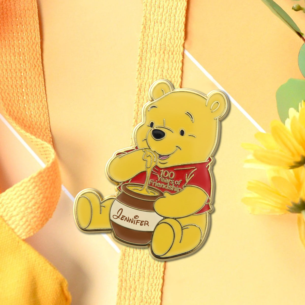 Honey Bear 100th Anniversary - Personalized Yellow Bear Pin