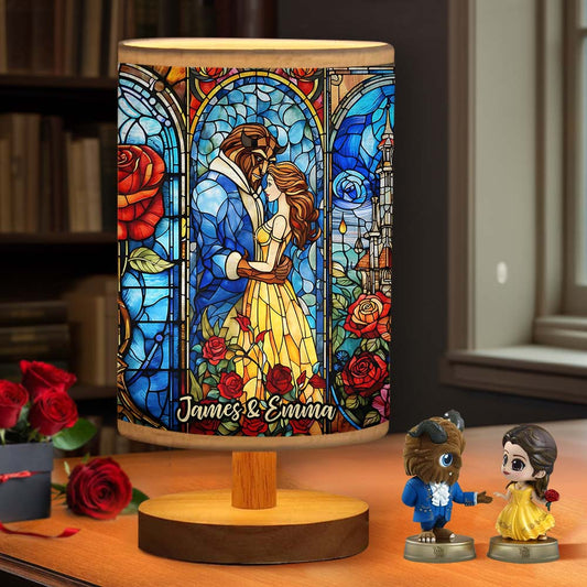 You & Me - Personalized Mouse Table Lamp with Wood Base