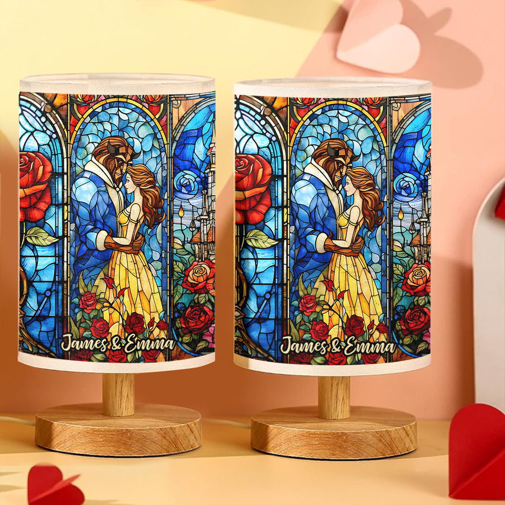 You & Me - Personalized Mouse Table Lamp with Wood Base