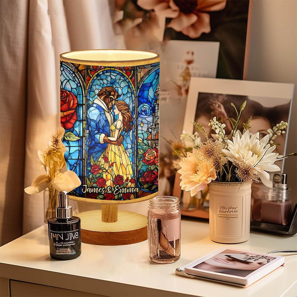 You & Me - Personalized Mouse Table Lamp with Wood Base