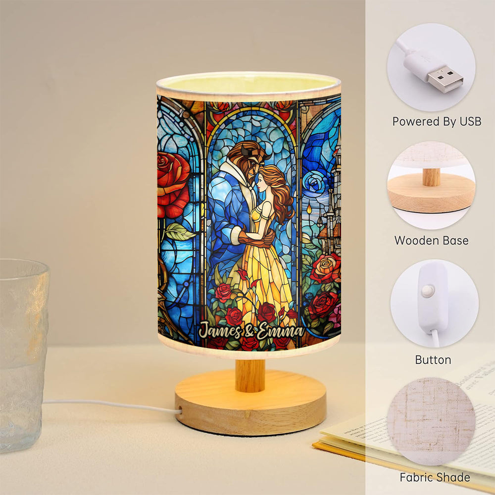 You & Me - Personalized Mouse Table Lamp with Wood Base