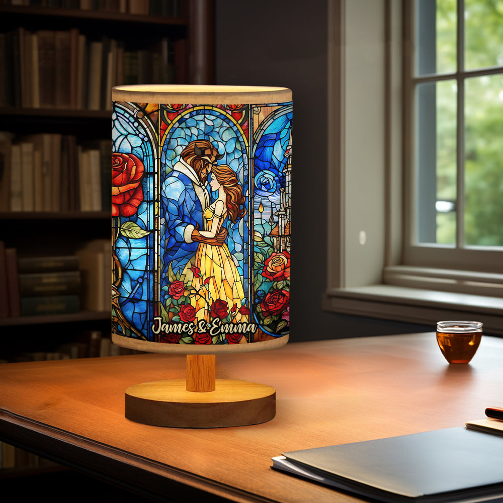 You & Me - Personalized Mouse Table Lamp with Wood Base